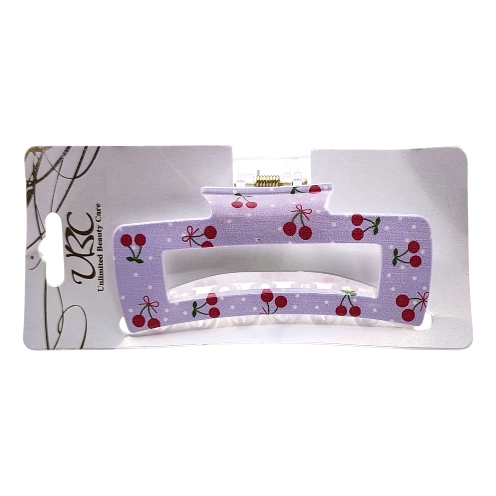Unlimited Beauty Care Glossy Purple Retro Cherry Lobster Claw Hair Clip, NWT
